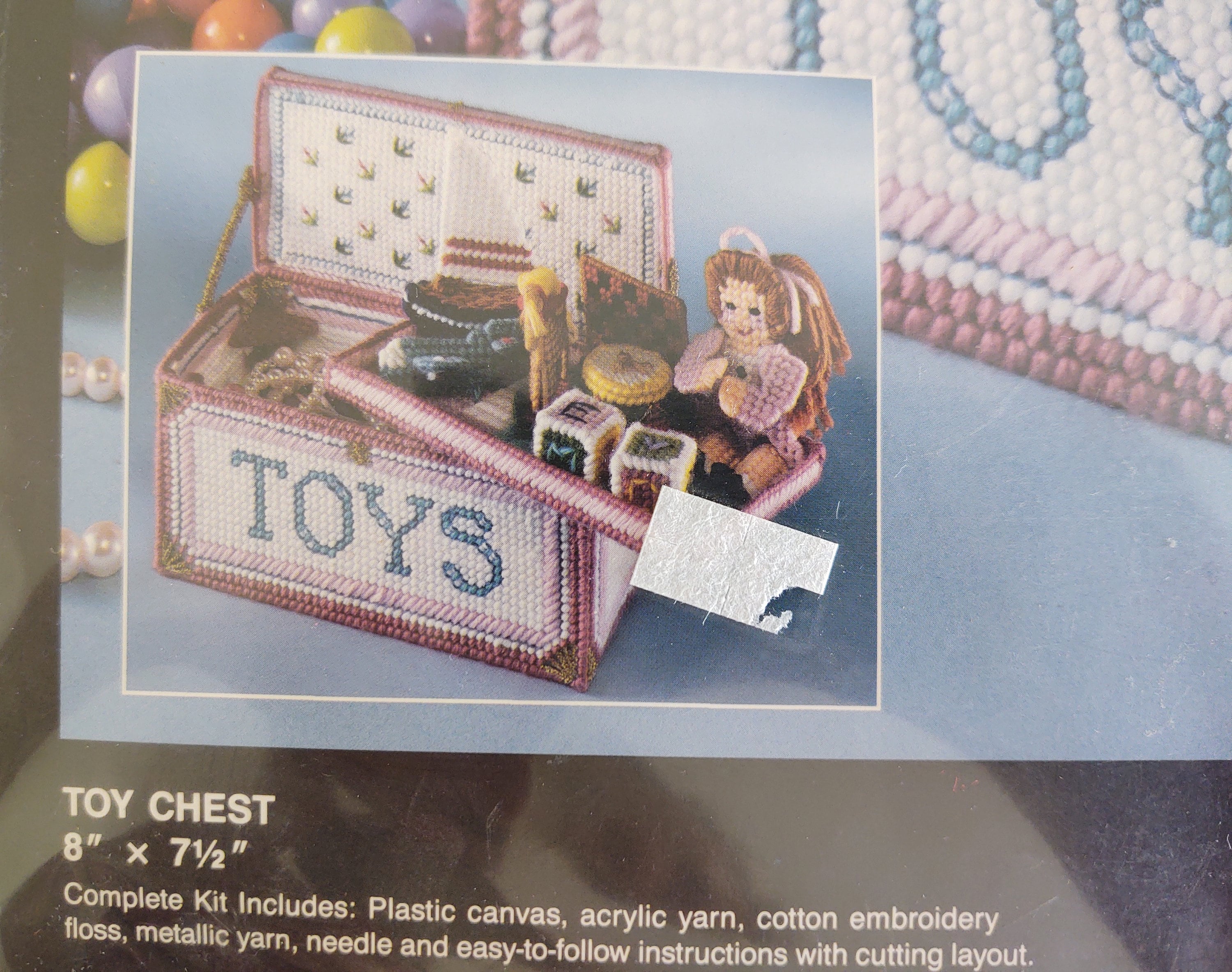 Kits & How To Sewing & Fiber Bucilla Plastic Canvas Toy Chest Vintage