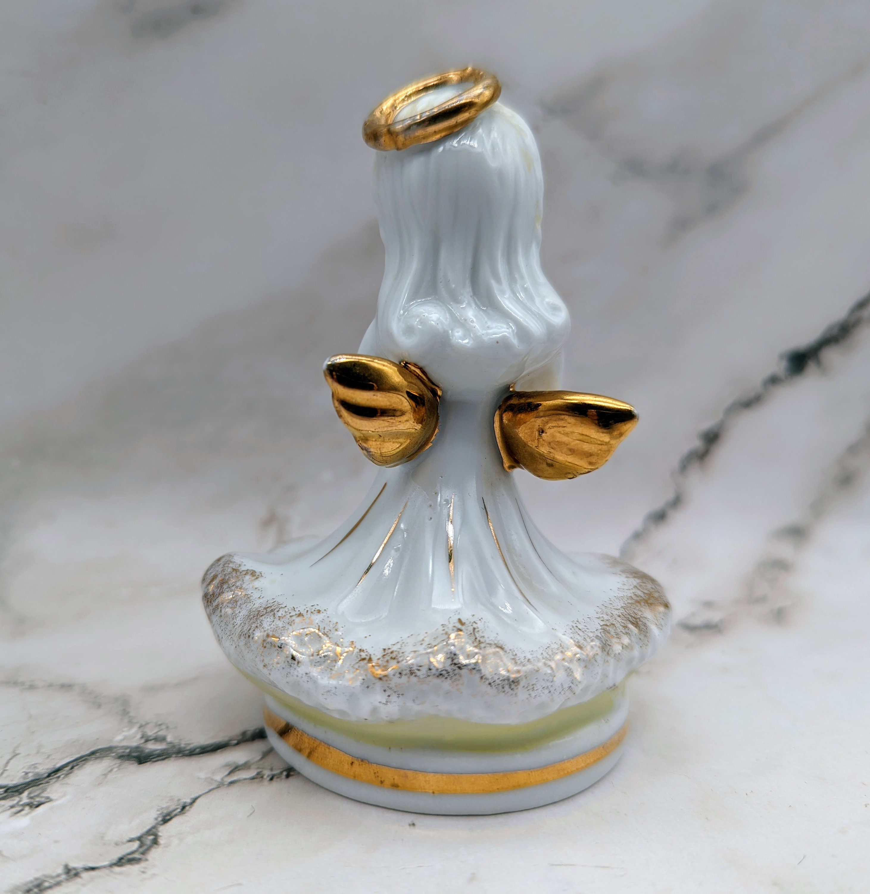 Vintage Gold and White Angel With Cross Figurine Japan - Etsy