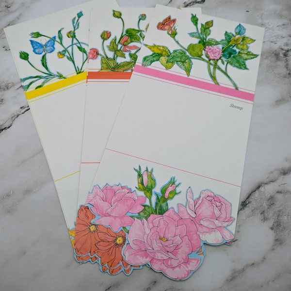 Vintage Current Just-A-Note Flower and Butterfly Folding Notecards Set/9