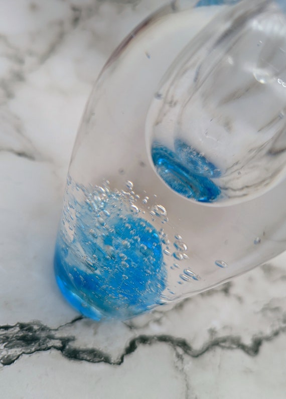 Blown Glass Blue Swirl with Bubbles Perfume Bottl… - image 3