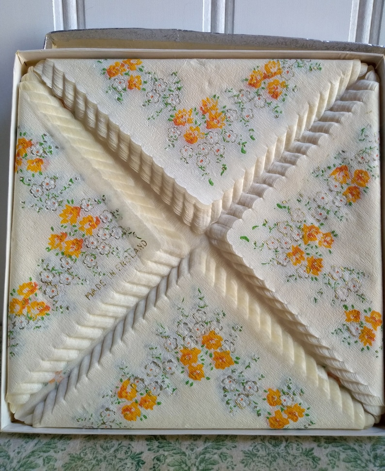 Vintage Paper HandkerchiefsNapkins 20 pieces Made In England Paper Hankies in Original Box