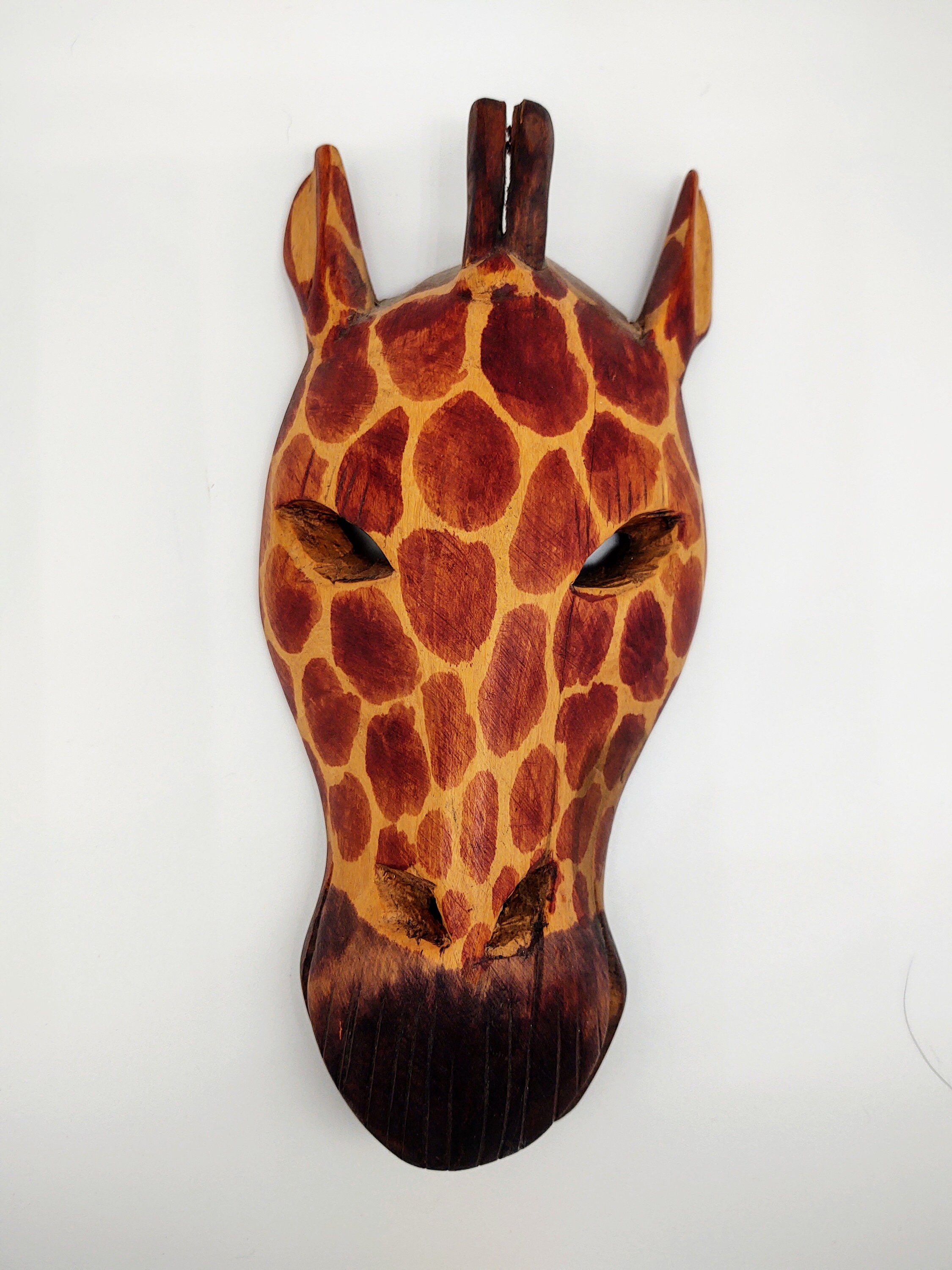 Wooden Giraffe Head Hand Carved Wall Art Face Mask Kenya Etsy