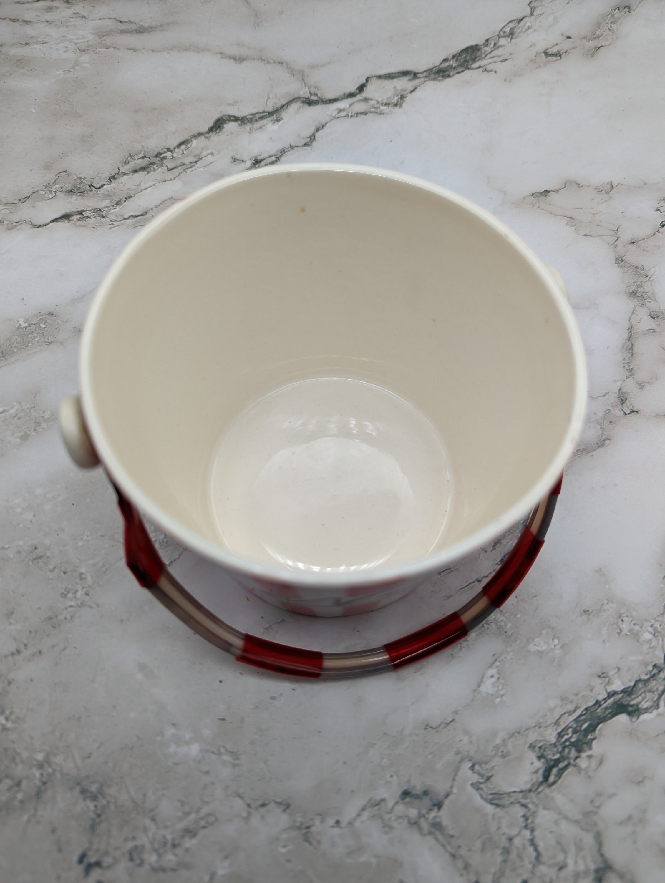 Vintage Yona Original 1957 Nuts Ceramic Serving Pail Red White