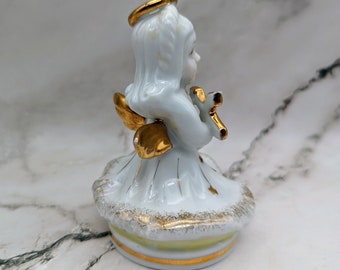 Vintage Gold and White Angel With Cross Figurine Japan - Etsy