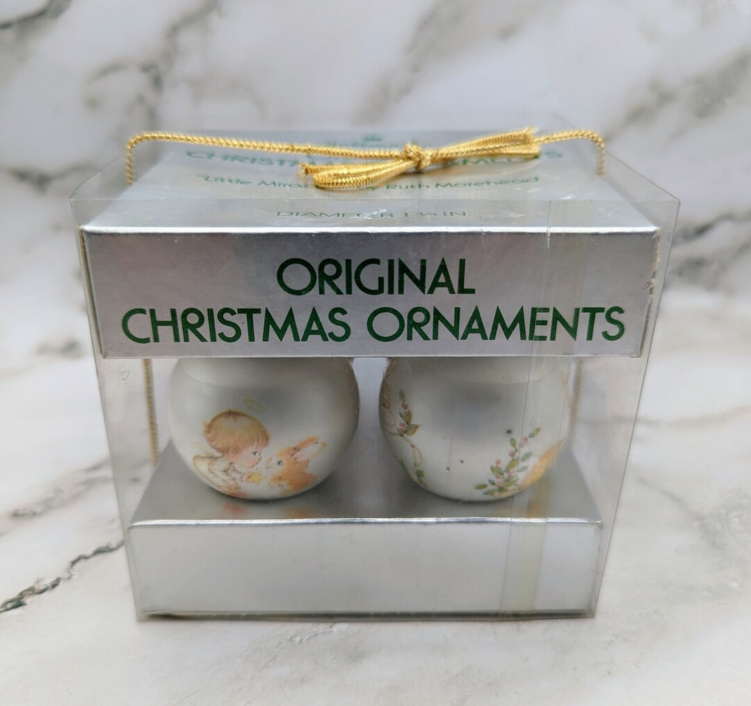 Ruth Morehead Little Miracles Set of 4 Boxed Glass Christmas Ornaments