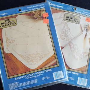 Vogart Printed Cutwork Placemats or Napkins to Embroider