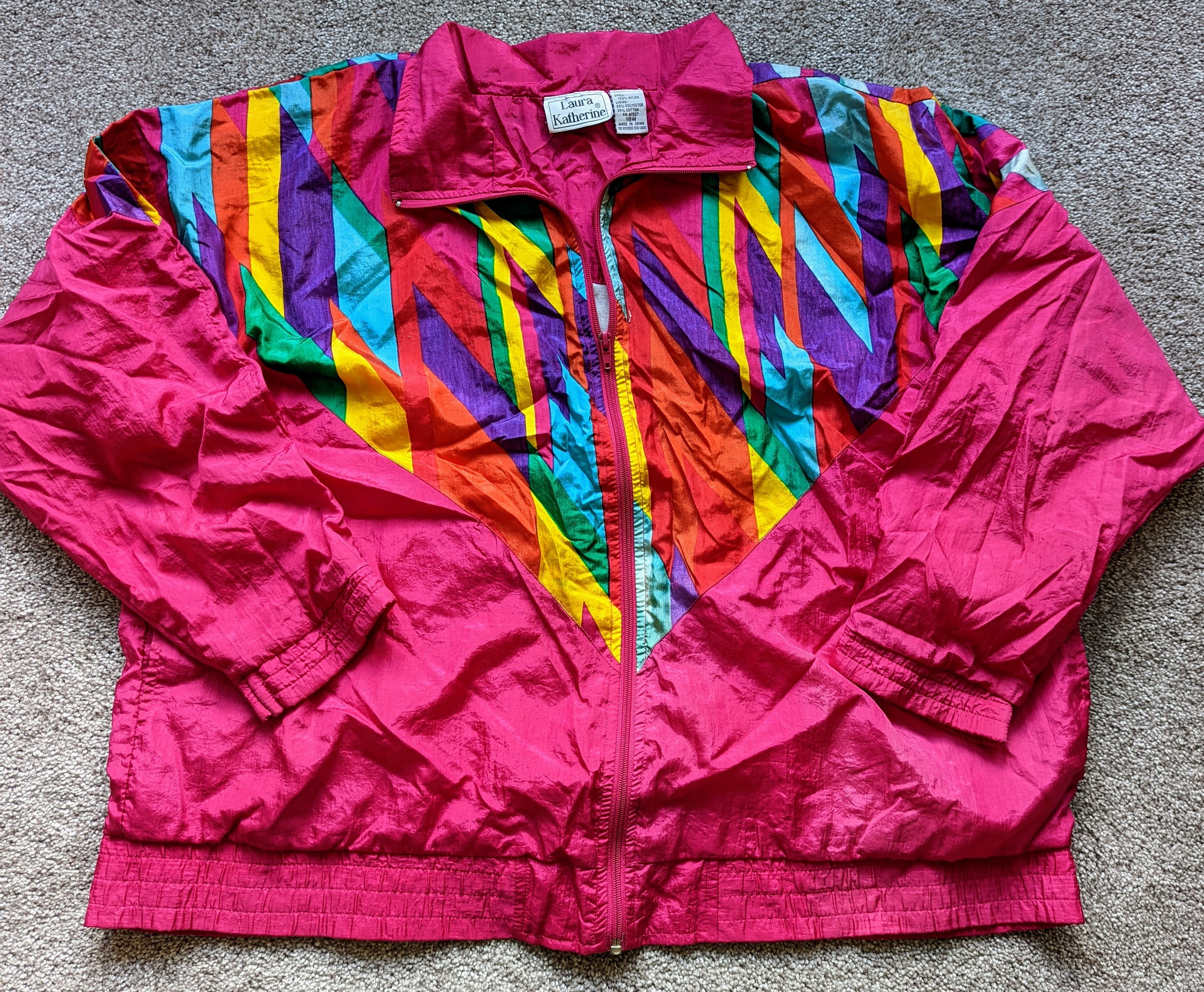 Vintage 80's Hot Pink Colorful Track Suit Zip Front Jacket - Etsy