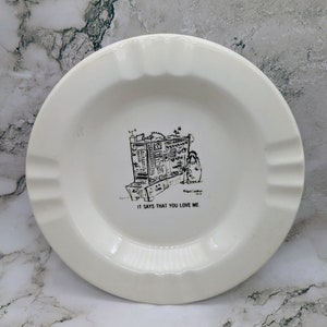 Vintage Bernad Creations Round Ceramic Ashtray Humorous Artwork by Herb Gardner 1959