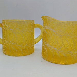 Mid Century Spaghetti String Yellow Sugar and Creamer