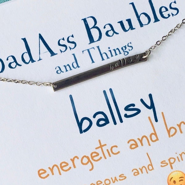 ballsy bar necklace ,Ruth Bader Ginsburg , RBG ,  feminist jewelry ,  breakup gift ,  recovery gifts , best bitches , best friend gift