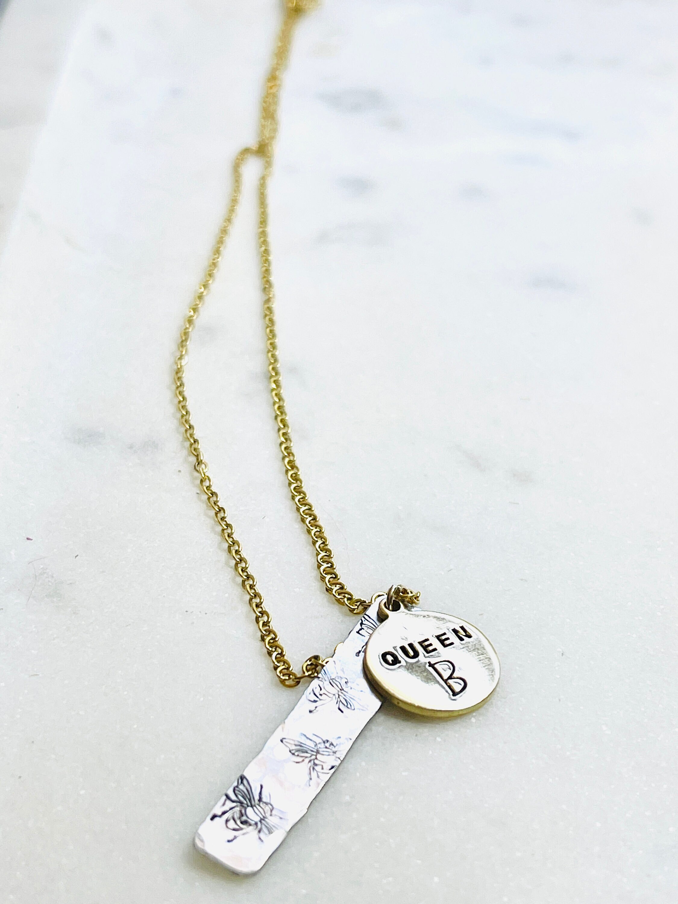 Queen B Necklace Bestie Necklace Bee Necklace Bee Jewelry Etsy