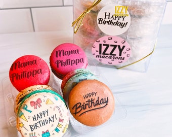 Birthday Macarons Happy Birthday Gifts - 6/12/24 - Personalize With Name - Birthday Cookies Gift - Birthday Gift Box - ADD Gift Message