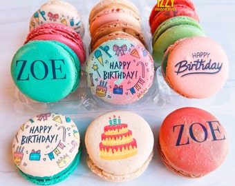 Happy Birthday French Macarons Gifts - 6/12/24 - Personalize With Name - Happy Birthday Gift Box| Gift Box | Birthday Gifts | Gift Card