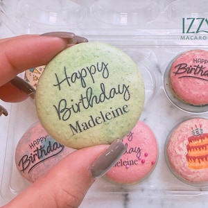 French Macarons Happy Birthday Gifts - 6/12/24 - Personalize With Name - Happy Birthday Gift Box| Gift Box | Birthday Gifts | Gift Card