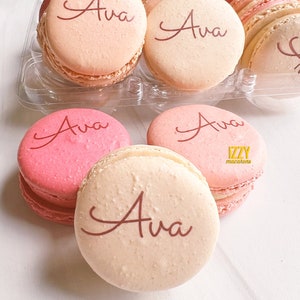 Macarons with Name Monogram Logo - French Macarons - Choose Color/ Flavors - Baby Shower/ Wedding - Monogram Cookies - Gluten-Free