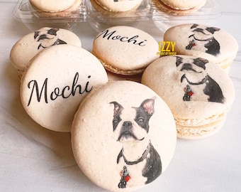Dog/Cat/ Person Macarons Picture French Macarons - Logo, Family Pictures, Gift - Personalize Macarons Gift Choose flavors - Edible printer