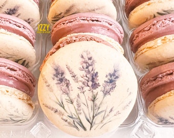 Lavender Macarons - Spring Flowers French Macarons 12 or 24 - Choose your flavors - Spring, Lavender Macarons - Flower cookies