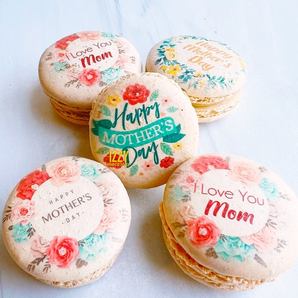 Mother's Day Gift Flower French Macarons Box- Gift Macaroons 6, 12 or 24 - Gift box Mother's Day - Moms Gift - Mother's Gifts Ideas