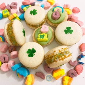 Fruitty Pebbles French Macarons - French Cookies - St. Patrick's Day Macarons Macaroons - St. Patrick's Day Cookies