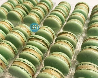 Pistachio French Macarons - 6,12 or 24 - French Pistachio Flavor Macaroons -  Christmas Green Macaroons