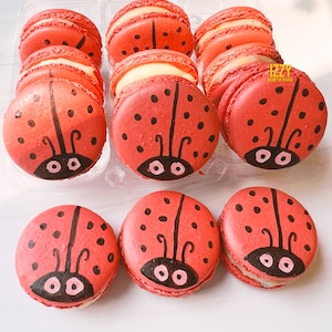 LadyBug Macarons 12 or 24 - Choose your flavors - Edible Macaroons - French Cookies - LadyBug Cookies Macarons