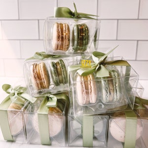 Sage Green Party Macarons Favor Clear Box With 2 - Party Favor - Choose ...
