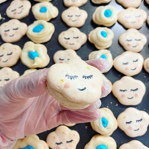 Gender Reveal Macarons Clouds French Macarons - Baby Shower/Kids Party Macaroons 6 or 12 Macaroons Gender reveal