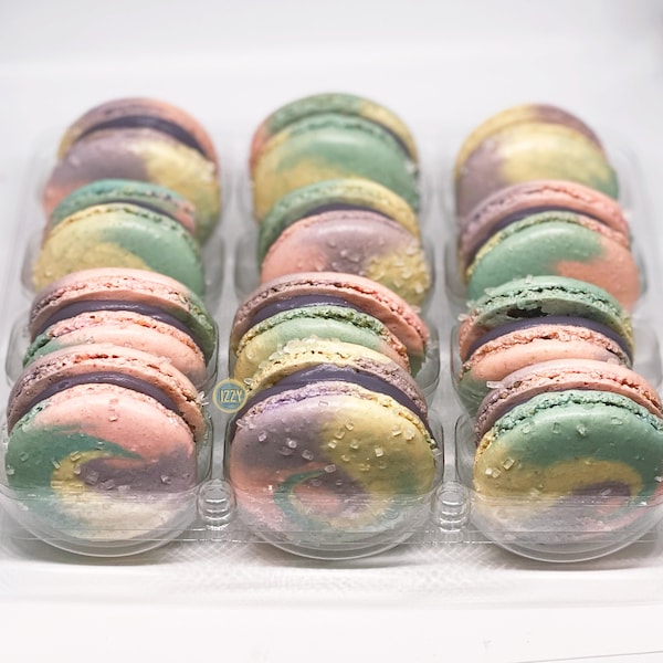 Galaxy Pastel Color Macarons - 6/12/24 - Choose your Flavor - French Macaroons - Galaxy Swirl Tie dye Macarons Cookies