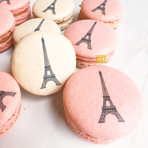 Eiffel Tower French Macarons - 6.12 or 24 - Choose flavors Macaroons - Cookies Gifts Paris Macarons Cookies