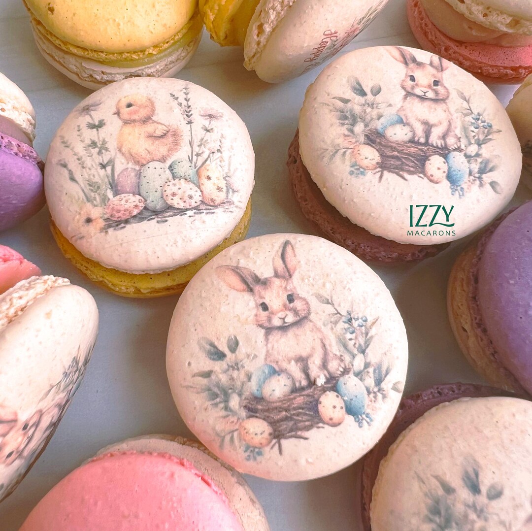 Easter Prints French Macarons - Bunny, Spring Flower Easter Gift Box ...