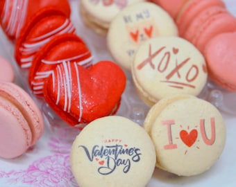 Heart Box French Macarons Valentine's Day - Gift VD - French Cookies - Heart Macarons - Chocolate Cookies