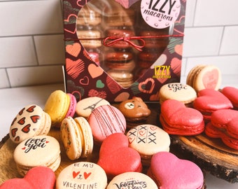 Surprise me Valentine's Day Set French Macarons - 6, 12 or 24 - Mix of Designs Macarons - Valentines Gift