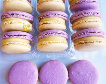 Lemon Lavender French Macarons - 6.12 or 24 - French Lavender Yellow/ Purple Flavor Macaroons - Spring Macarons Gifts Macrons