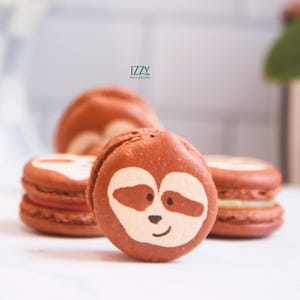 Sloth Customized French Macarons Gift - 6.12 or 24 - Sloth Macarons Choose your flavors - Edible Macaroons - Sloth Party French Cookies -