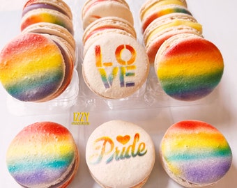 Pride French Macarons - 6/12/24 - Choose your Flavors - Rainbow LGBTQ Pride French Macaroons June Pride - Pride Cookies Macarons