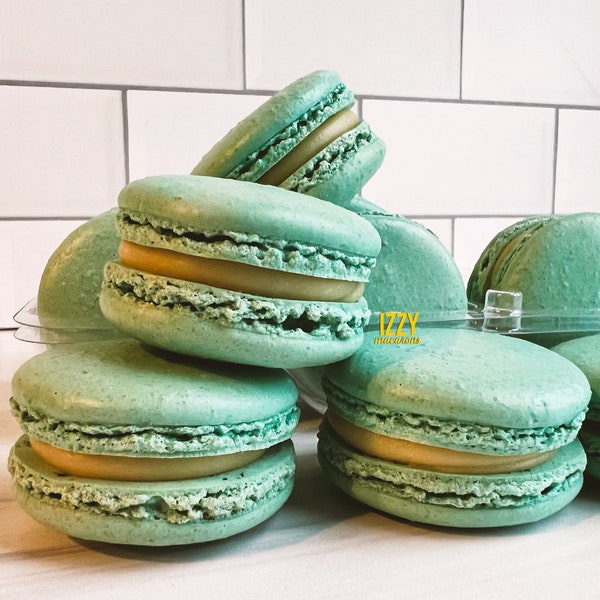 Teal Tiffany French Macarons - 6.12 or 24 - Cheesecake Flavor Macaroons - Blue Macrons - Valentines Gift Macarons - Gluten Free
