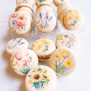 French Macarons Spring Flowers - Choose Your Flavors - Spring, Lavender ...