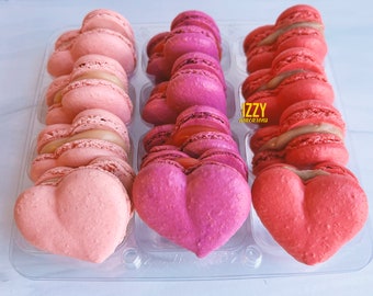 Heart Shaped Macarons French Macarons - Heart Box - Valentine's Day - Gift Box - French Cookies - Valentine's day Heart Macarons