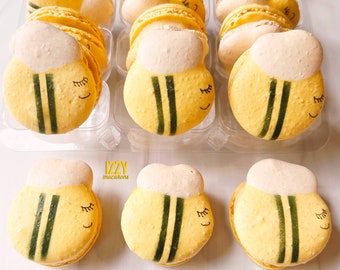 Bees Macarons 12 or 24 - Choose your flavors - Edible Macaroons - French Cookies - Honey Bees cookies Macarons
