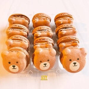 Bear French Macarons 12 or 24 Choose your flavors Edible Macaroons French Cookies Teddy Bear cookies Macarons image 2