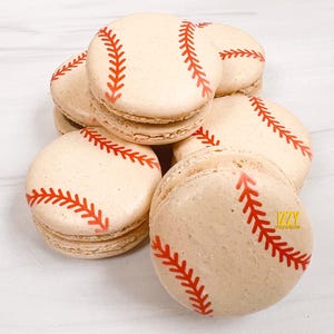 Baseball French Macarons 6, 12 or 24 - Choose your flavors - Edible Macaroons - Soccer, Basketball, Tennis, Football, Soccer cookies