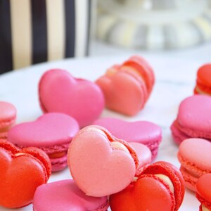 Heart Shaped Macarons French Macarons - Heart Box - Valentine's Day - Gift Box - French Cookies - Valentine's day Heart Macarons image 9