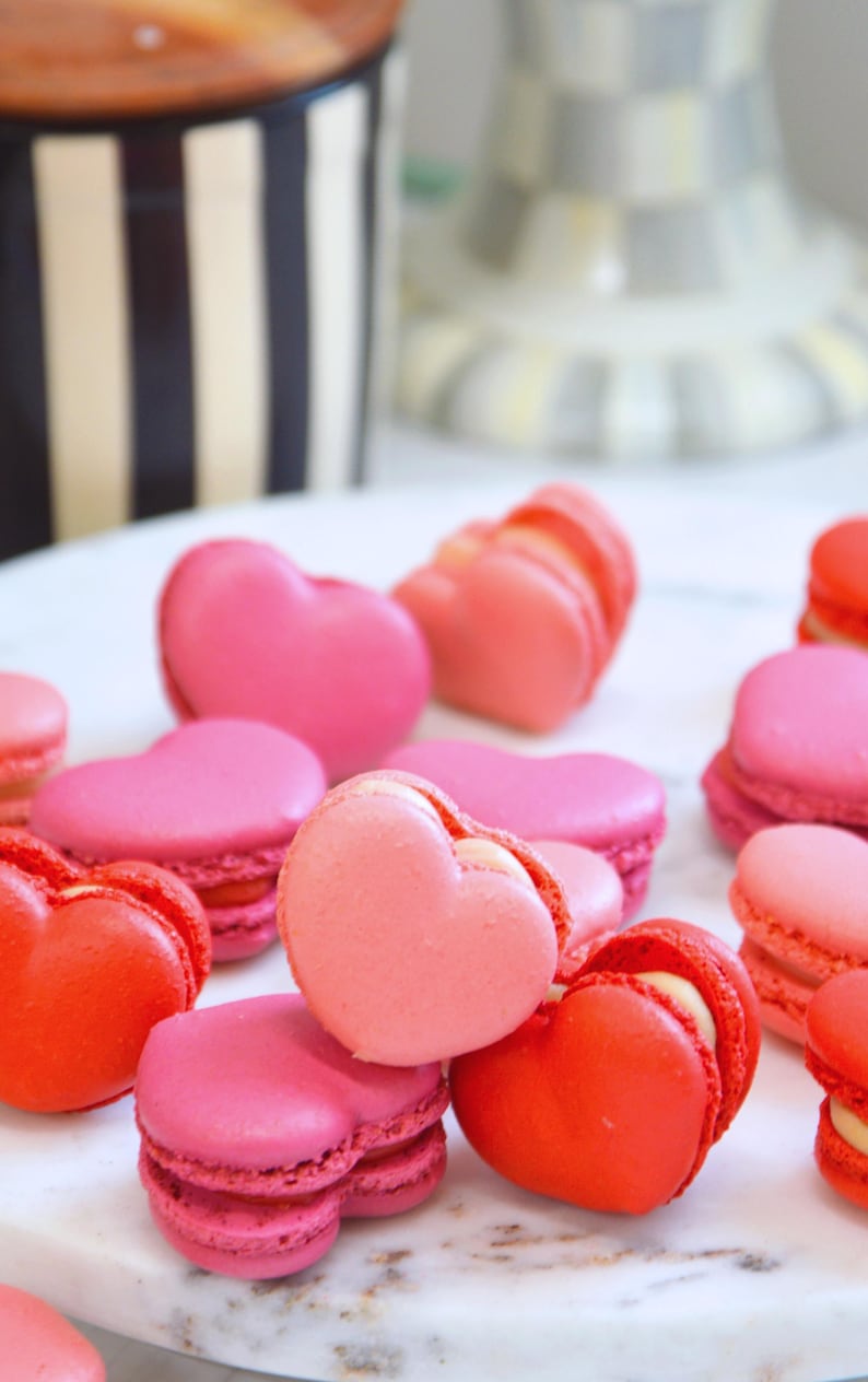 Heart Shaped Macarons French Macarons - Heart Box - Valentine's Day - Gift Box - French Cookies - Valentine's day Heart Macarons image 9