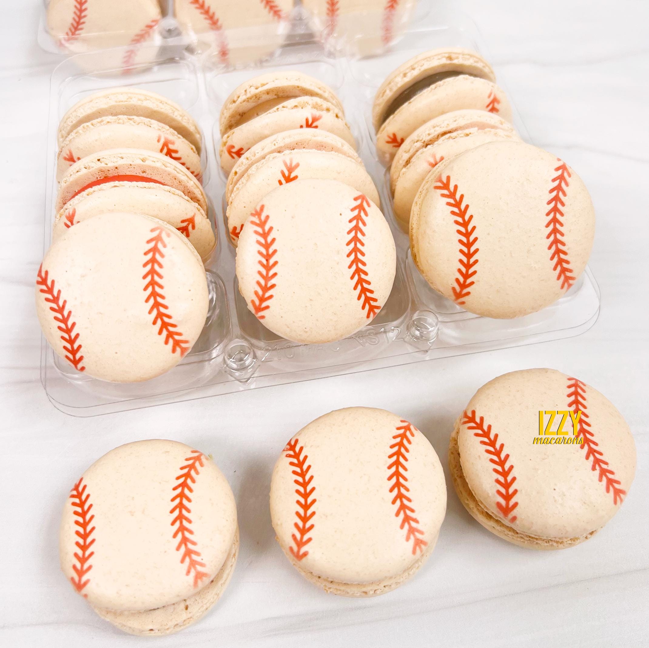 Baseball French Macarons 6, 12 or 24 - Choose Your Flavors