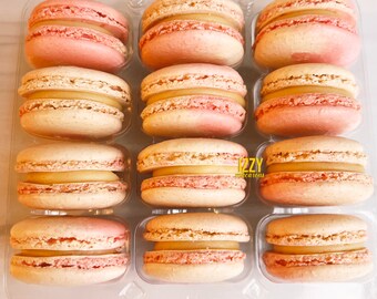 Strawberry Macarons - 6.12 or 24 - Swirls French Strawberry