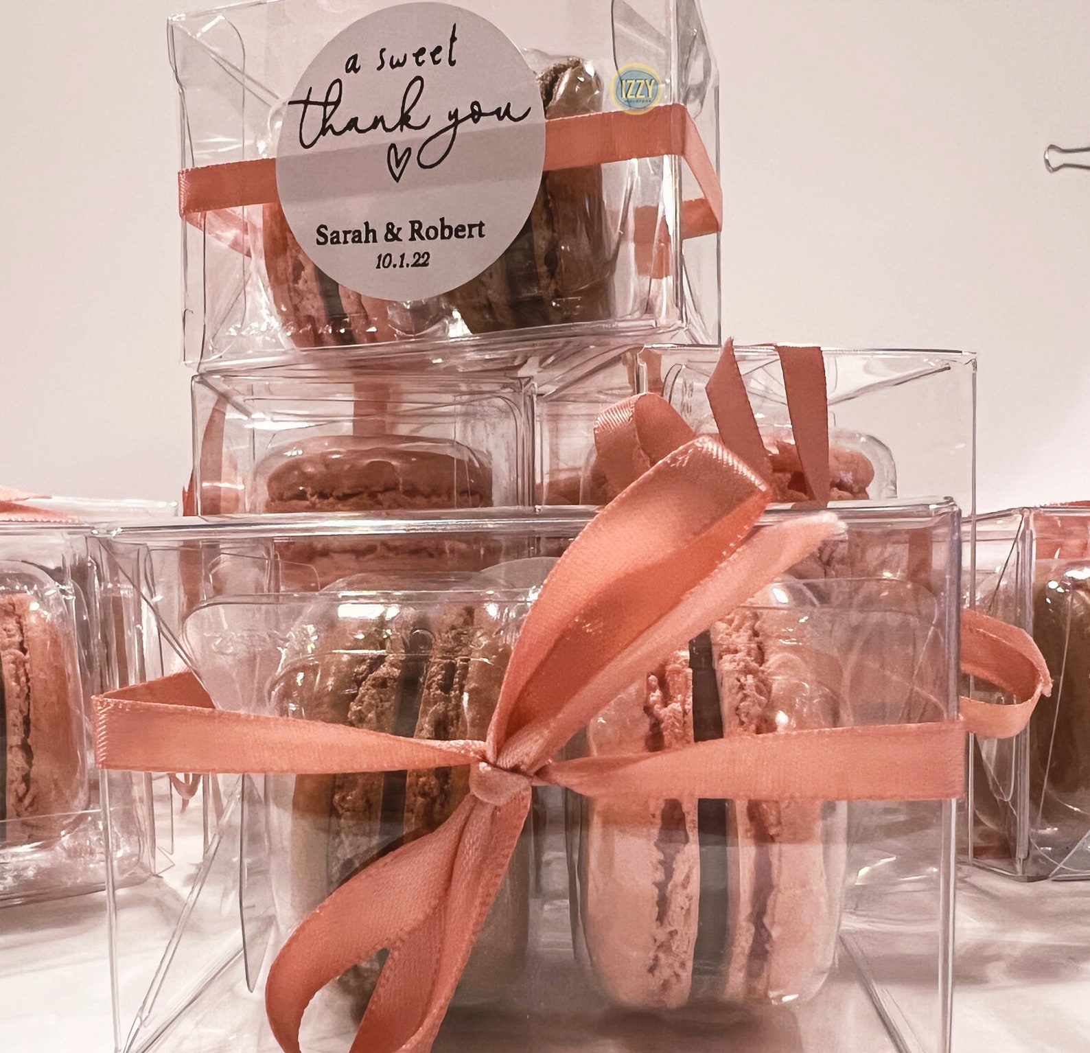 Party Macarons Favor Clear Box With 2 Party Favor Choose Etsy