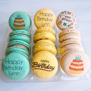 French Macarons Happy Birthday Gifts - 6/12/24 - Personalize With Name - Happy Birthday Gift Box| Gift Box | Birthday Gifts | Gift Card