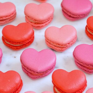 Heart Shaped Macarons French Macarons - Heart Box - Valentine's Day - Gift Box - French Cookies - Valentine's day Heart Macarons image 4