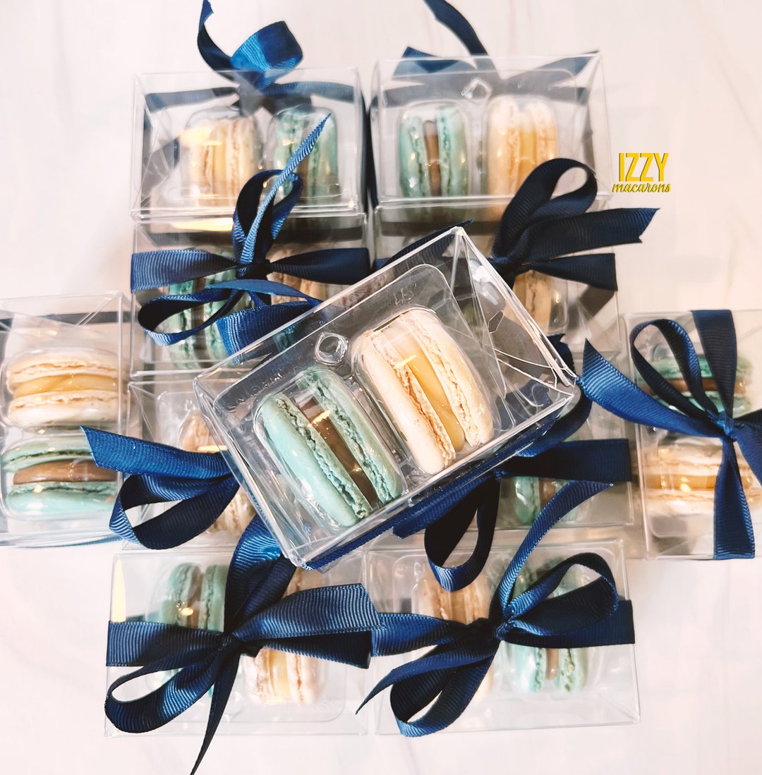 Macroons Box Ribbon Macarons Favor Clear Box With 2 Macarons - Party Favor - Choose Color ...