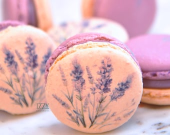 Lavender Macarons - Spring Flowers French Macarons 12 or 24 - Choose your flavors - Spring, Lavender Macarons - Flower cookies